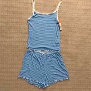 NWT Collsie blue and white stripe pajamas set - women’s XS